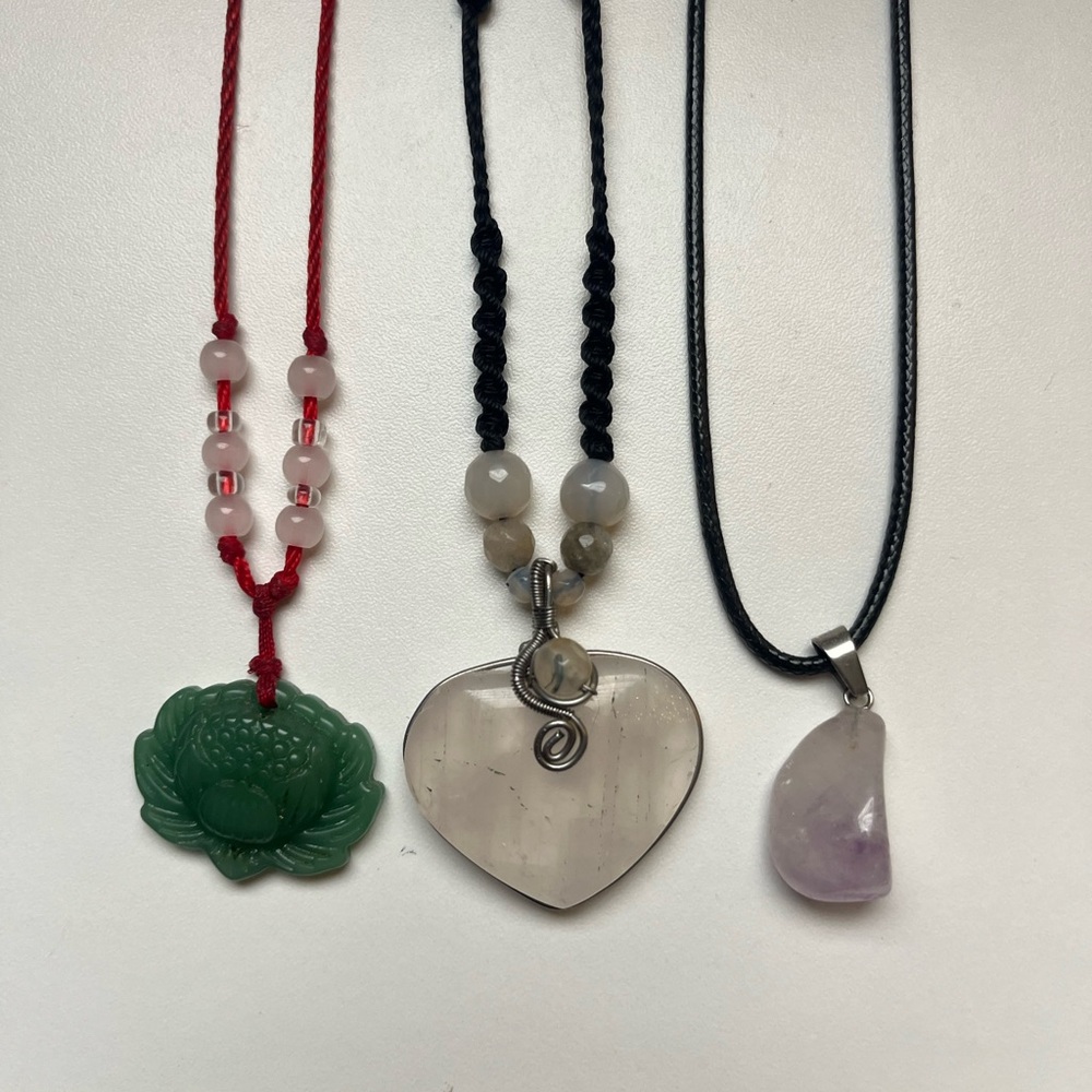Set of 3 thrifted crystal necklaces